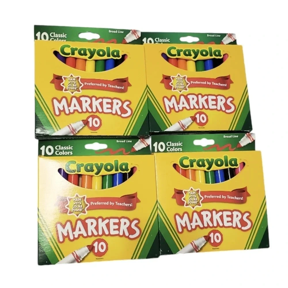 NEW Crayola Broad Line Markers Classic Colors 10 ct. Bundle Of 4 Boxes School